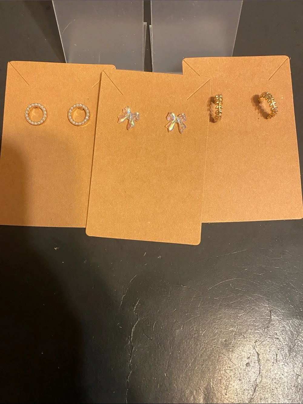 Fashion Jewelry Gold and Crystal Earring Set - 3 Pairs